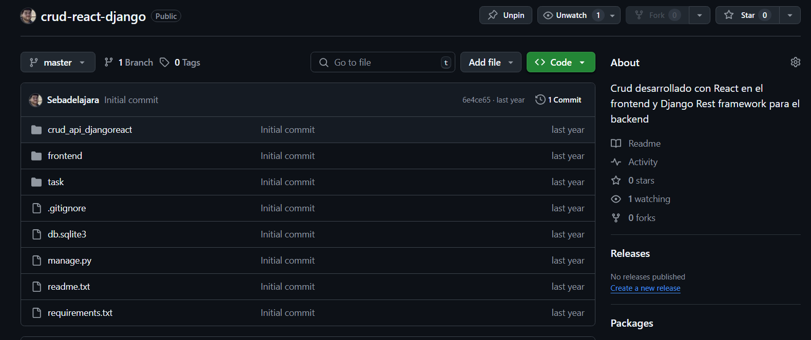 CRUD React + Django REST framework